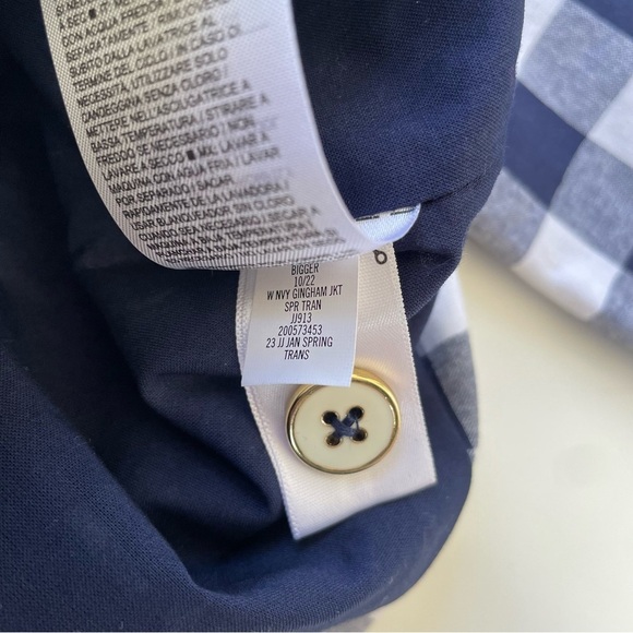 Janie and Jack Girls Navy Blue White Gingham Cropped Blazer Jacket Size 4, NWT - Picture 5 of 5